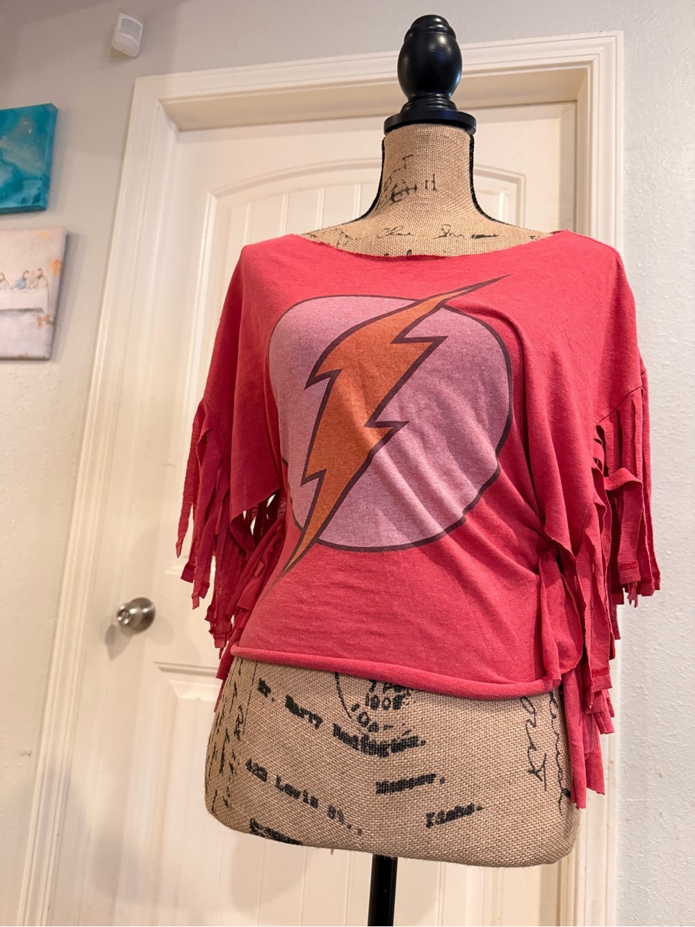 The Flash Upcycled Fringe Top – Size Small
